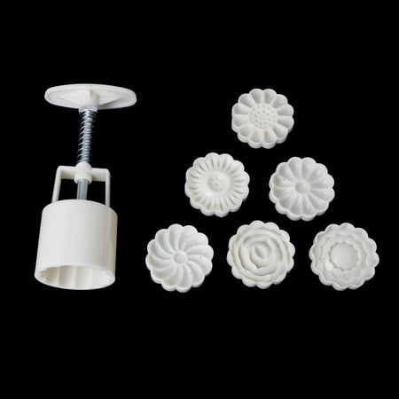 

FAIOIN Moon Cake Mould Mold with 6Pcs Stamps Round Flower Pastry Mooncake Hand DIY Tool