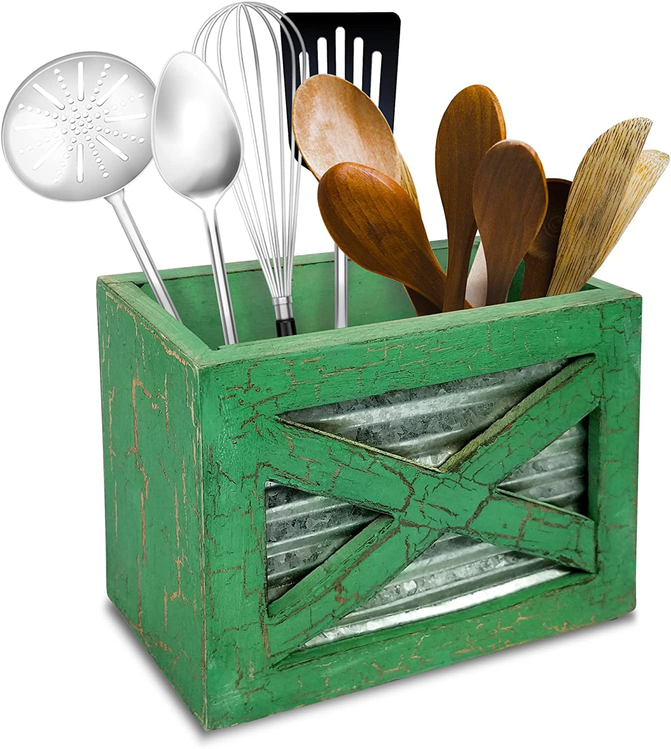 Rustic Utensill Holder Wooden Kitchen Farmhouse Utensil Holder For