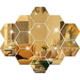 thumbnail image 2 of czcpp-DIY Wall Decals Acrylic Mirror Sticker Set 12 Pcs, Hexagon Mirror Wall Stickers for Living Room Bedroom Decor (Gold), 2 of 4