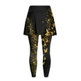 thumbnail image 4 of FUIALDOLG Golden Butterflies Athletic Skirt With Leggings for Women Butterfly Skirted Leggings Athletic Tennis Golf Pants Stretchy High Waist Yoga Pants with Pocket Holiday Party Costume,Size 2XL, 4 of 7