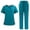 Light Blue, variant on LYMAYTER S-2XL Womens Medical Uniform Short Sleeve V-Neck Nurse Uniform Stretch Color Clash Binding Nurse Uniform Set