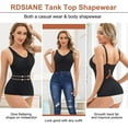 thumbnail image 2 of Irisnaya Women's Shapewear Lace Camisole Tank Tops Tummy Control Compression Bodysuit Built in Bra Body Shaper Slimming V-neck Vest(Black Large), 2 of 7