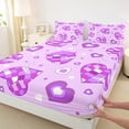 thumbnail image 3 of Manfei Cartoon Love Heart Queen Sheet Sets for Teen, Dreamy Purple Stars Flat Sheet, Buffalo Plaid Queen Fitted Sheet, Luxury Bedroom Decor, 4-Piece, 3 of 7