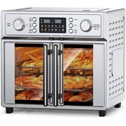 Plum Chef 26QT Large Capacity French Double-Door Air Fryer Convection Toaster Oven, 1700W, 14 Preset Menus, 7-in-1 Multi-Function (Bake, Roast, Gril,Toast,Dehydrate&Defrost), Stainless Steel,silvery