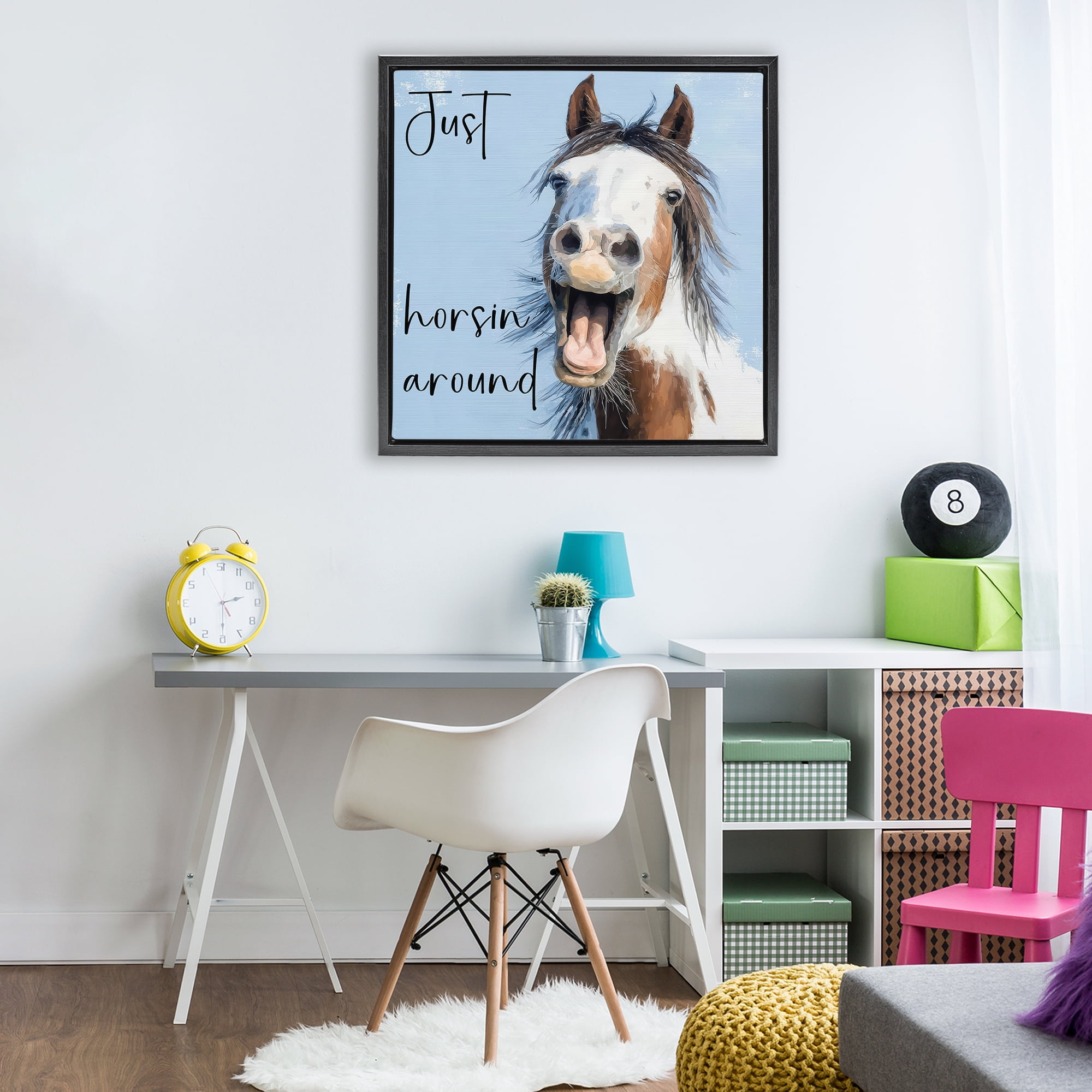 Stupell Industries Just Horsin' Around Black Framed Floater Canvas Wall Art, design by Kim Curinga