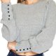 thumbnail image 4 of Blusa Manga Larga Gigot Top Moda Juvenil Casual Suave gris XG Incógnita 550342, 4 of 5