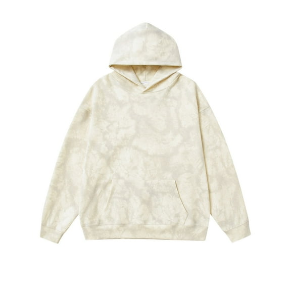 Timoontee Comfy Hoodies for Men Casual Long Sleeve Pullover Tops Fall Trendy Outdoor Workout Hooded Sweatshirts Solid Pocket Sweatshirts Beige XXXXL