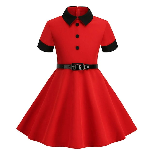 Toimothcn Robe pour Fillettes Manches Courtes Simple Couleur Unie Robe Douce Respirante Ample Été Robes de Princesse Décontractées Robe d'Été pour Filles