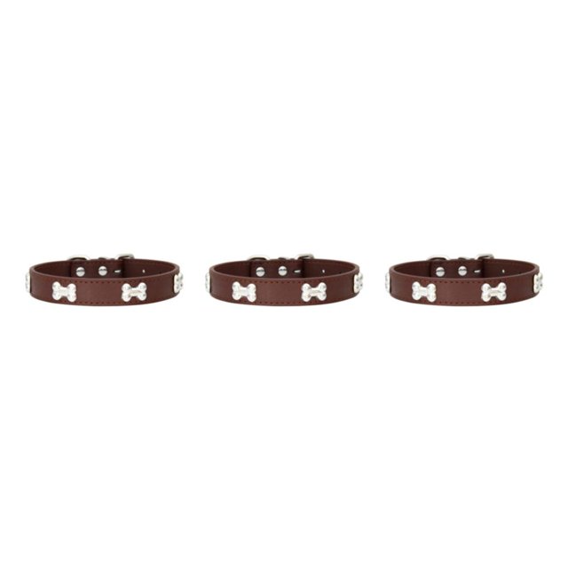 Maytalsory Comfortable Wear Cat Collar In Multiple Sizes With Stylish PU PU Cat Collar Dogs Collars coffee 1.5*30cm 3Set