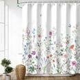 thumbnail image 2 of Floral Shower Curtain Flower Shower Curtain Butterfly Showers Curtain for Bathroom Lilac Shower Curtain with Hooks Watercolor Floral Bathroom Decor Pretty Wildflower Purple, 72" W x 72" H, 2 of 6