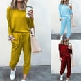 thumbnail image 6 of Clearance LYXSSBYX Womens 2 Piece Outfits Clearance Women Loose Two-Piece Sets Solid Long Sleeve Tops Vest Casual Pants Sweatsuit, 6 of 6