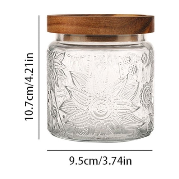 1 Pcs Vintage Glass Jars With Lids, Airtight Food Storage Containers, Kitchen Canisters For Sugar, Coffee, Tea, Spice, Flour, Candy Cookie, Pasta, Cereal, Cute Decorative Jars