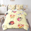 thumbnail image 1 of Erosebridal Ensemble de Literie pour Enfants Coccinelle Dessin Animé 7 Pcs Taille Simple, Coccinelles Rouges Roses Lit en Sac pour Garçons Filles Adolescents, Ensemble de Draps Imprimé Libellule Mignonne avec Couette, Ensembles de Lit Floraux Esthétiques, 1 of 5