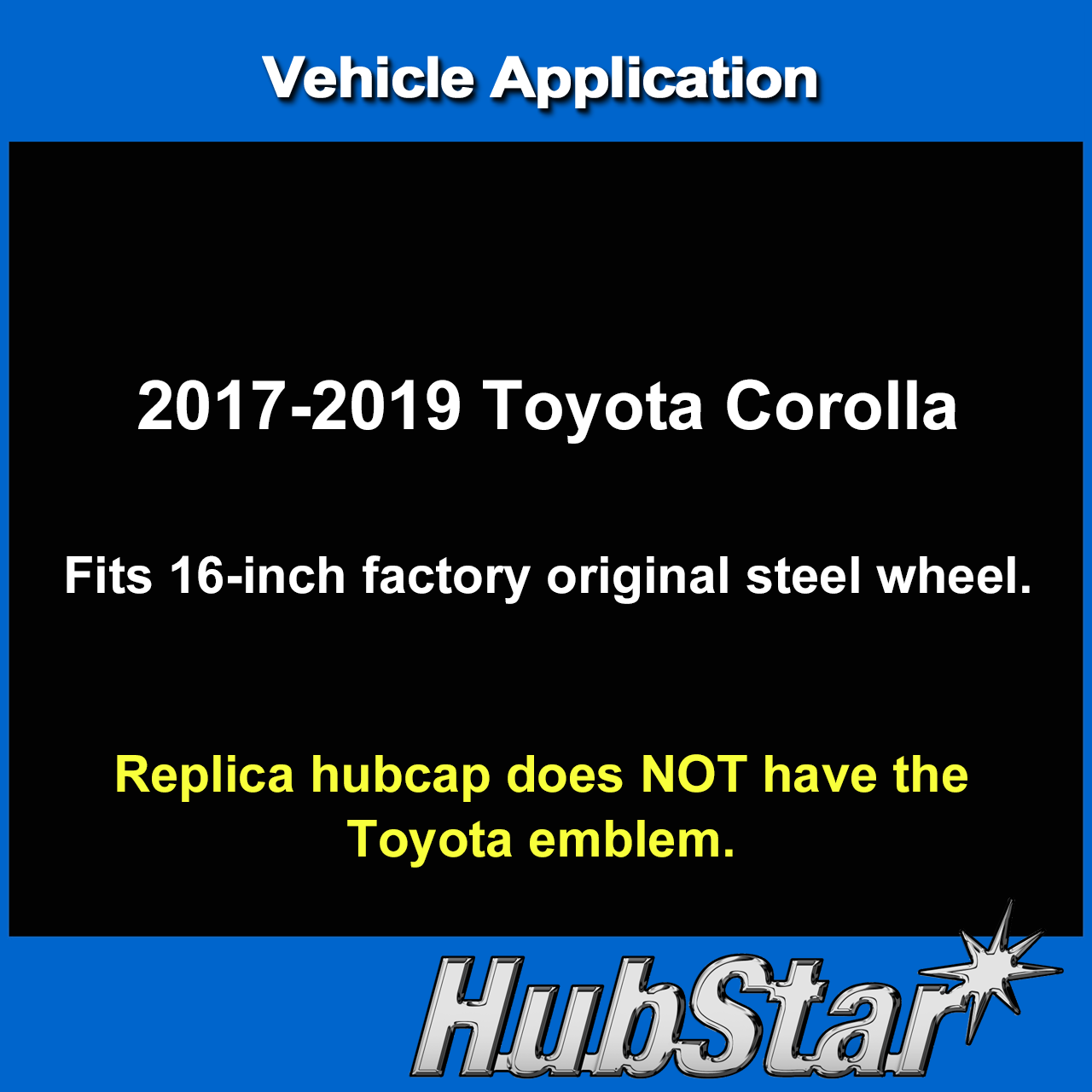 HubStar Hubcap for Toyota Corolla 2017-2019, Premium Replica 16-inch Wheel Cover (1-Piece) 61181