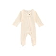 thumbnail image 2 of Faithtur Solid Color Romper, Long Sleeve Round Neck Zip-up Footed Jumpsuit, 2 of 7