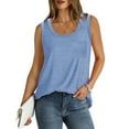thumbnail image 5 of Fanxing Comfy Tank Tops for Women Summer Loose Fit Sleeveless T Shirts Solid Color Pocket Camisoles Light Blue,L, 5 of 8