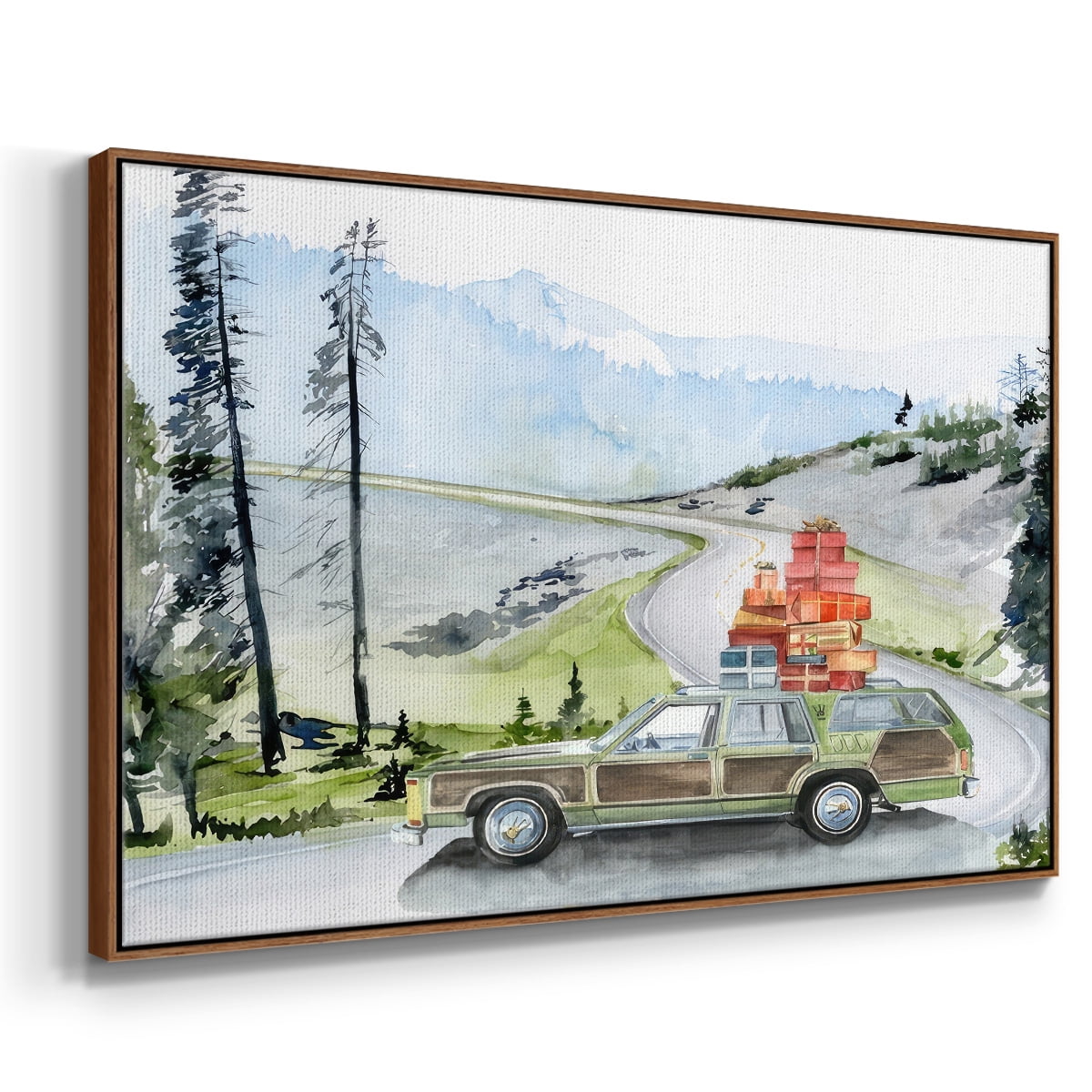 Holiday Vacation II - Framed Gallery Wrapped Holiday Canvas - 17 x 25 - Rosewood Frame