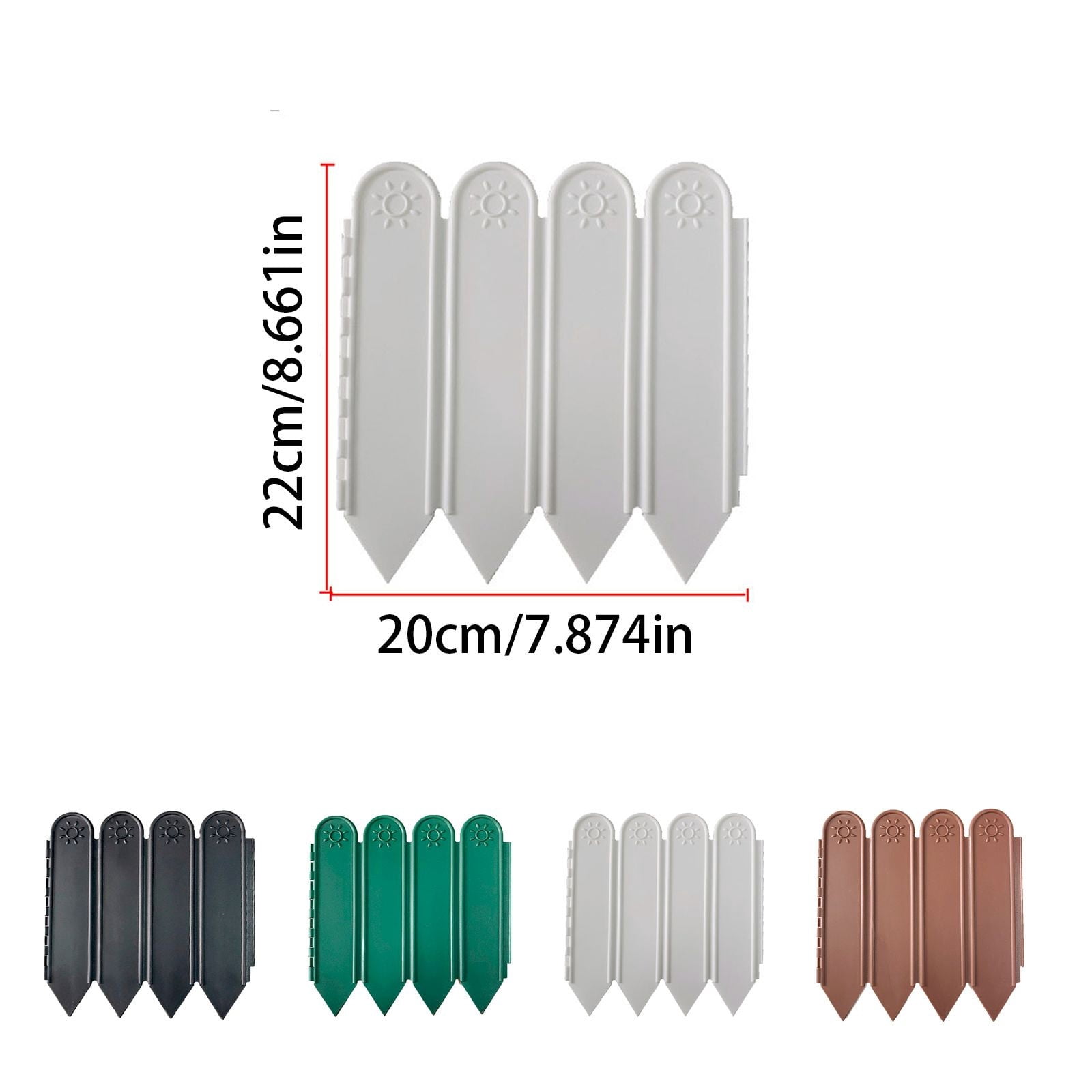 NEGZHI 10-Pack Plastic Garden Border Fence (7.87"x5.9"): Decorative Picket Fence Panels for Flowerbeds, Paths & Plant Yards - Easy-Insert Landscape Edging