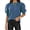 Blue, variant on Short Sleeve Women Casual Solid Color Crewneck Puff Sleeve Knit Tops