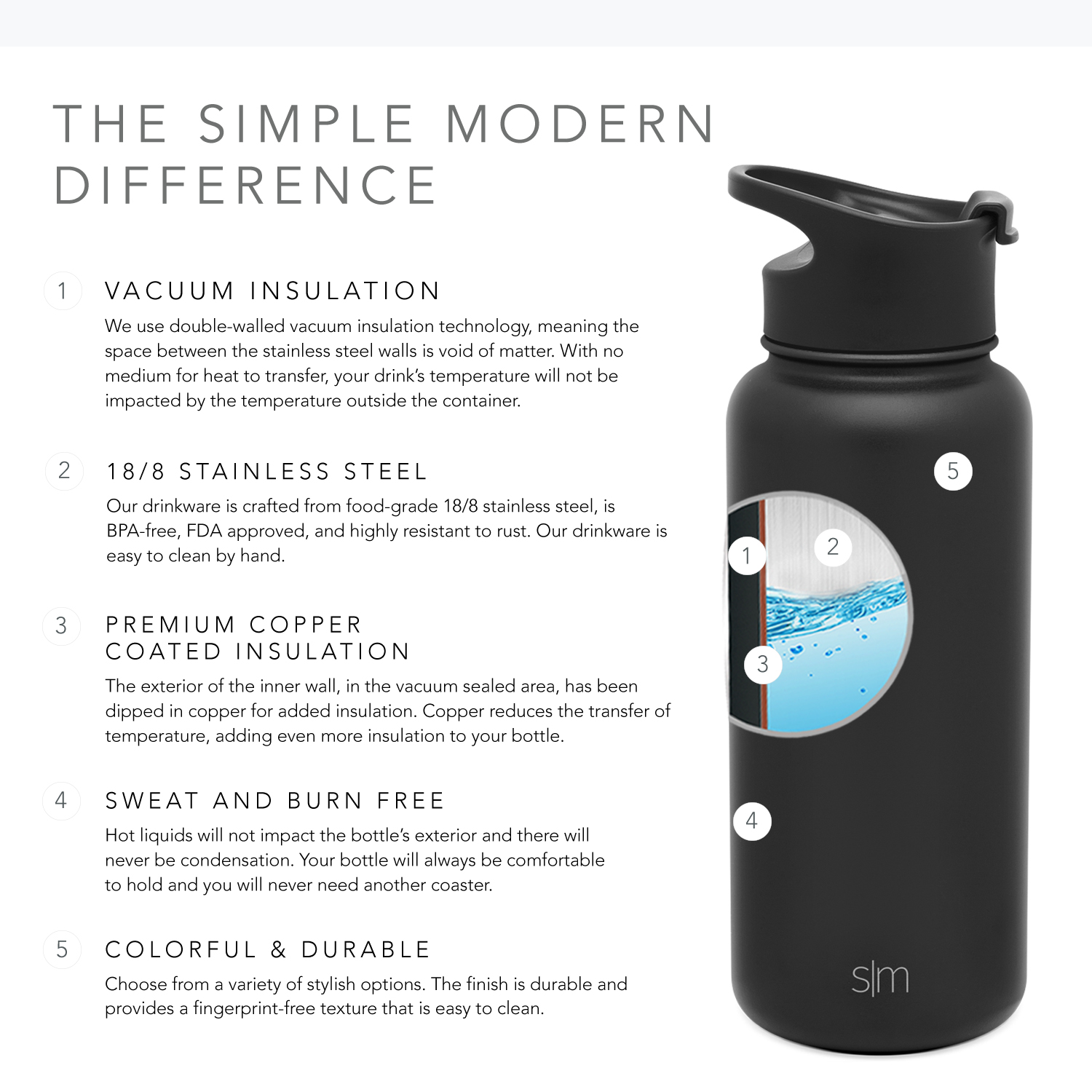 Simple Modern 14 Ounce Summit Water Bottle Travel Mug Stainless Steel Tumbler Flask Wide Mouth Double Wall Vacuum Insulated Pink Leakproof Rose Gold 2 Lids