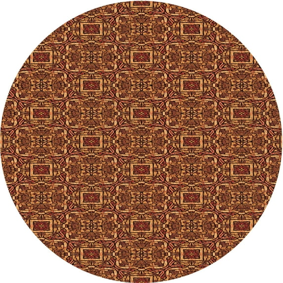Ahgly Company Indoor Round Patterned Neon Orange Area Rugs, 6' Round
