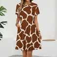 thumbnail image 2 of Giraffe Pattern Sundress Short Sleeve Dress Summer Women Clothes Dress for Women Dresses, 2 of 7