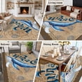 thumbnail image 6 of Summer Blue Sea Whale Living Room Rugs 6'x9', Nautical Vintage Ocean Wave Compass Sailboat Linen Low Pile Throw Large Area Rug Non-Slip Sturdy Edge Binding Carpet for Dining Room Kitchen Office, 6 of 9
