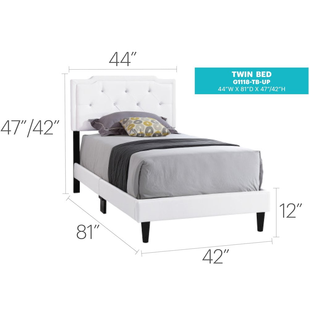 Glory Furniture Deb Twin Bed in White Color