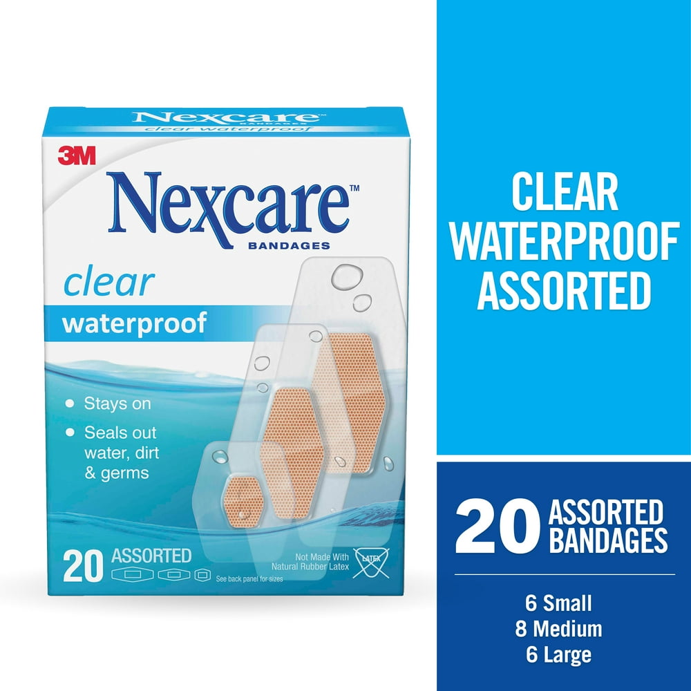 Nexcare Waterproof Clear Bandages, Assorted Sizes, 20 Count Walmart