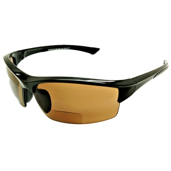 Anglers' Edge Adult Semi-Rimless Black Unisex Shasta II Polarized PC Brown Bifocal Sunglasses -  2.50