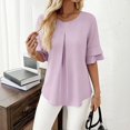 thumbnail image 2 of Gbobgt Women's Blouses Half Sleeve Crew Neck Casual Lightweight Summer Tops for Daily Office And Vacation Outfits Light Violet XL, 2 of 6