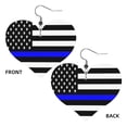 thumbnail image 2 of Heart Shaped Leather Earrings Police Thin Blue Line Flag Leather Earrings Jewelry Gifts For Women, 2 of 6