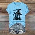 thumbnail image 2 of HCURIBAD Shirts for Women, Women's Alphabet Witch Print Crew Neck Tee Halloween T-Shirt, Womens Graphic Tees, Halloween Shirts for Women 1PC Top Sky Blue XL, 2 of 4