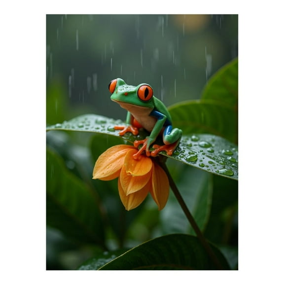 Diamond Art Kits for Adults, Tree Frog On Leaf In Rain 5D Diamond Painting Kits for Adults Beginners, DIY Full Drill Diamond Painting, Gem Art and Crafts 12x16