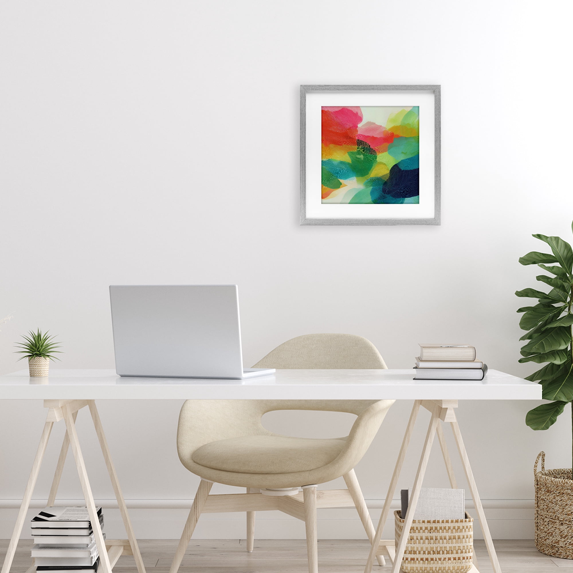 Stupell Industries Vivid Flowing Color Field Gray Framed Print Under Glass, design by Chromatic Storm Studio