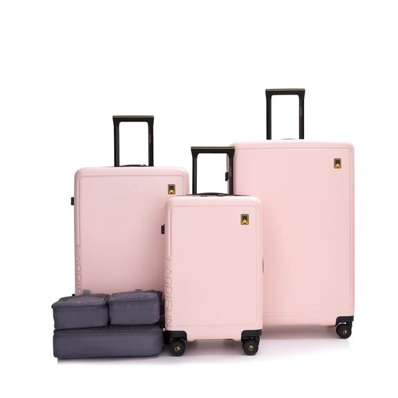3-Piece Hard Shell Luggage Set with TSA Lock, Double Spinner Wheels & 3-Piece Packing Cubes, Pink