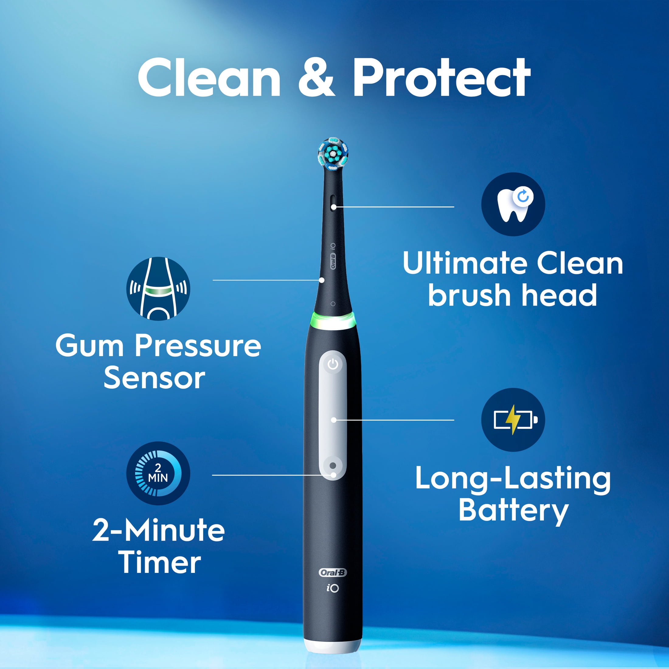 Oral-B Rechargeable Electric Toothbrush, iO4 Clean & Gum, Black