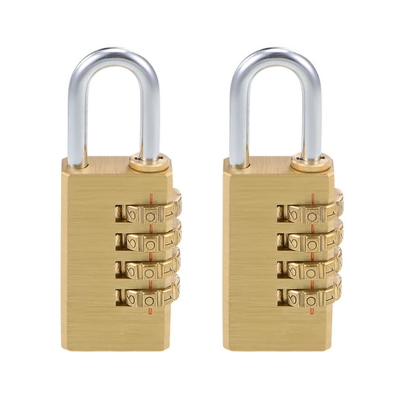 Unique Bargains 4 Digit Combination Padlock Brass Locks 5mm Shackle Diameter 2 Pcs