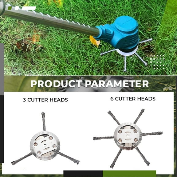 6inch Steel Wire Grass Trimmer Head, Lawn Mower String Trimmer Replacement Head, Universal Brush Cutter Steel Head Wired Trimmer Head Replacement Weed Wackers Attachment for Lawn Mower Tray