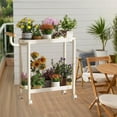 thumbnail image 5 of Cream Rolling Side Table with Wheels - Mobile End Table, 2-Tier Storage Organizer for Bedroom, Living Room, Small Spaces, 18.8" x 7" x 20.8", 5 of 6