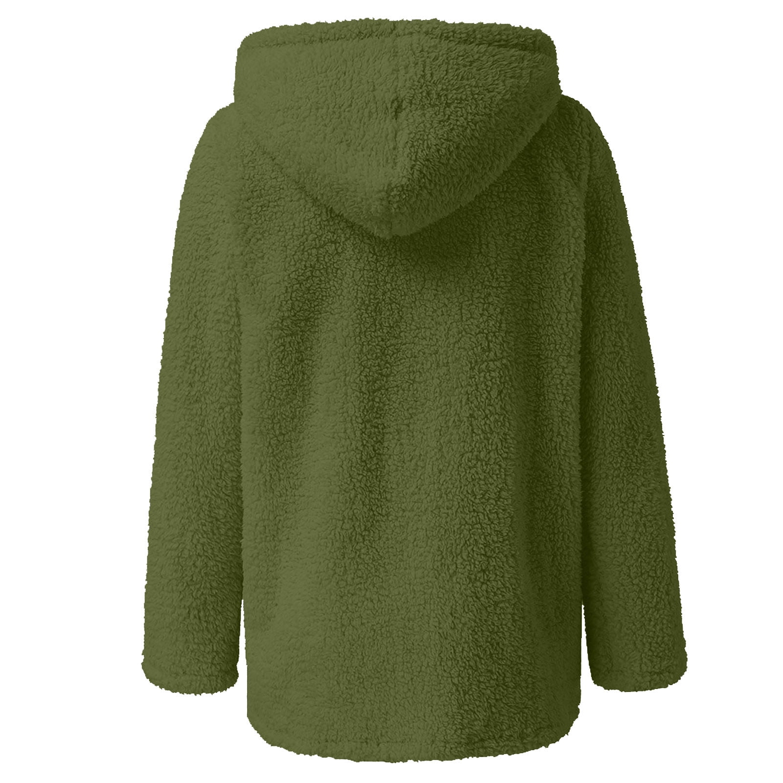 Dezsed Womens 2023 Winter Fuzzy Fleece Jacket Women Casual Solid Long Sleeve Zipper Hooded Plush Warm Sweatshirt Tops ArmyGreen XXL