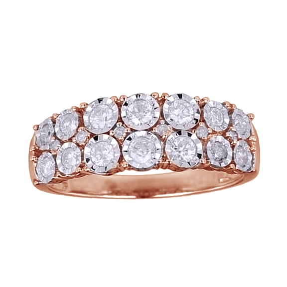 AFFY White Natural Diamond Double Row Band In Solid Gold (0.5 Cttw)