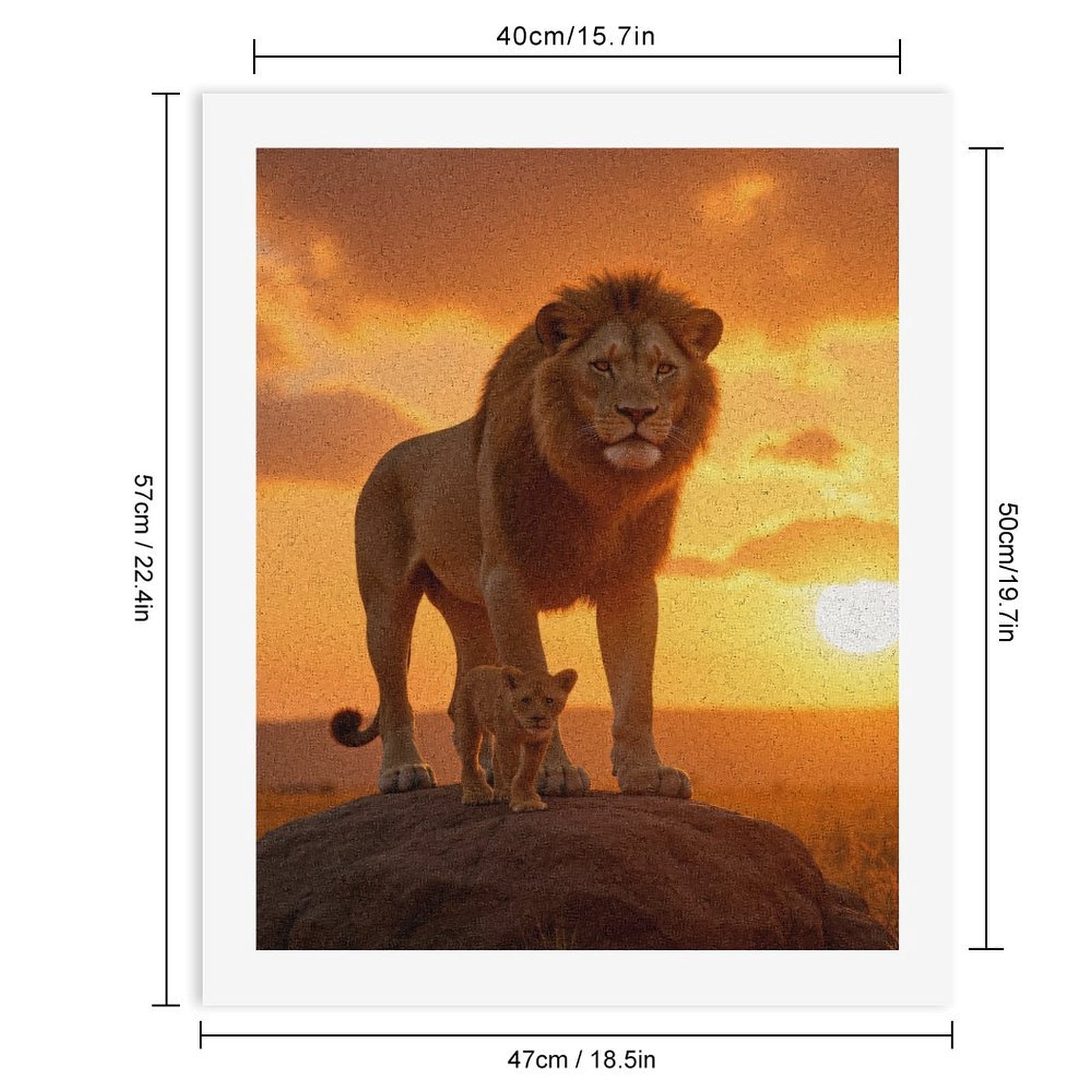 Paint By Numbers Kit for Adults Beginner - DIY Lion Cubs Sunset Rock Scene Canvas Painting Kits for Adults, Frameless Paint By Number for Adults for Home Wall Decor 16x20 Inch