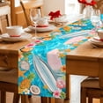 thumbnail image 5 of Coastal Beach Table Runner 70 Inches, Summer Tropical Plants Ocean Sea Waves Blue Bed Runner Dresser Scarves Tabletop for Indoor Outdoor Parties/Ceremony/Banquet, 13" x 70", 5 of 9