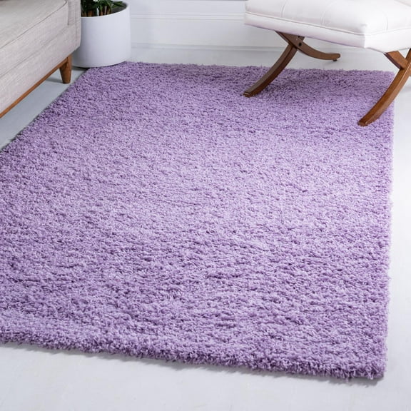 Unique Loom Solid Shag Collection Area Rug (6' 1" x 9' Rectangle Lilac)