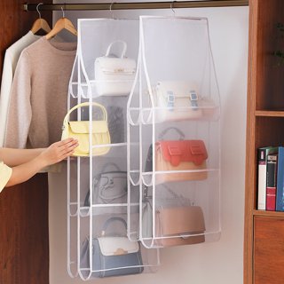  OBABO Purse Organizer for Closet, Hanging Handbag Purse  Organizer, Purse Storage Organizer, Metal Hooks, Handbag Organizer Have 8  Clear Pockets, Gray. (1PACK) : Home & Kitchen