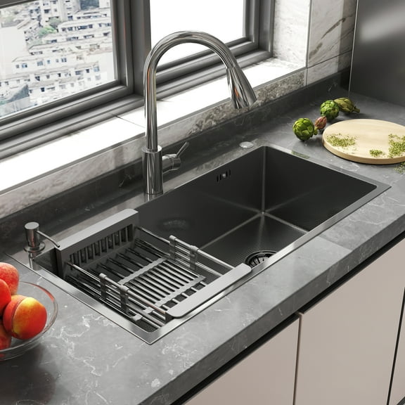 CICIMLU 28*18 Stainless Steel Kitchen Sink Single Bowl Basin Easy to Stall Drop-in Sink, Brushed