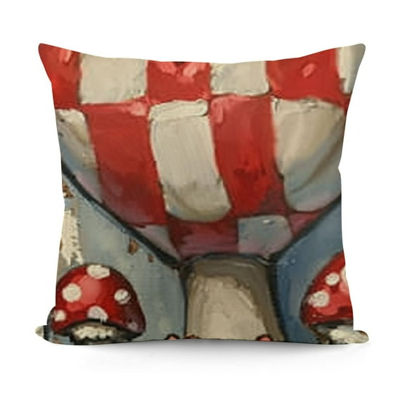 YINGXI Hello Decorative Throw Pillow Covers, Red Mushroom Black White Buffalo Plaid Check Cushion Case Decor, Wedding Farmhouse Home Sofa Decoration 12x12in