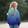 thumbnail image 4 of IVEYRTF Kids Boys Girls Fall Winter Hooded Zip Up Jacket with Gradient Print Long Sleeve Fleece Top for Children Outerwear for Daily Wear Travel and Play Soft Breathable(Blue,10-11 Years), 4 of 5
