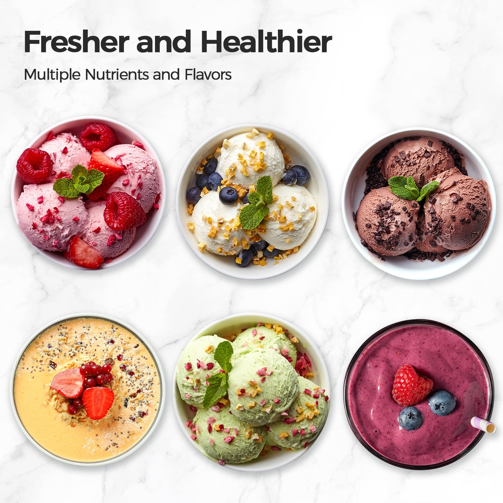 Ice Cream & Frozen Treat Maker for Ice Cream , Sorbet, Milkshakes , Frozen Yogurt , More , Ice Cream Pints